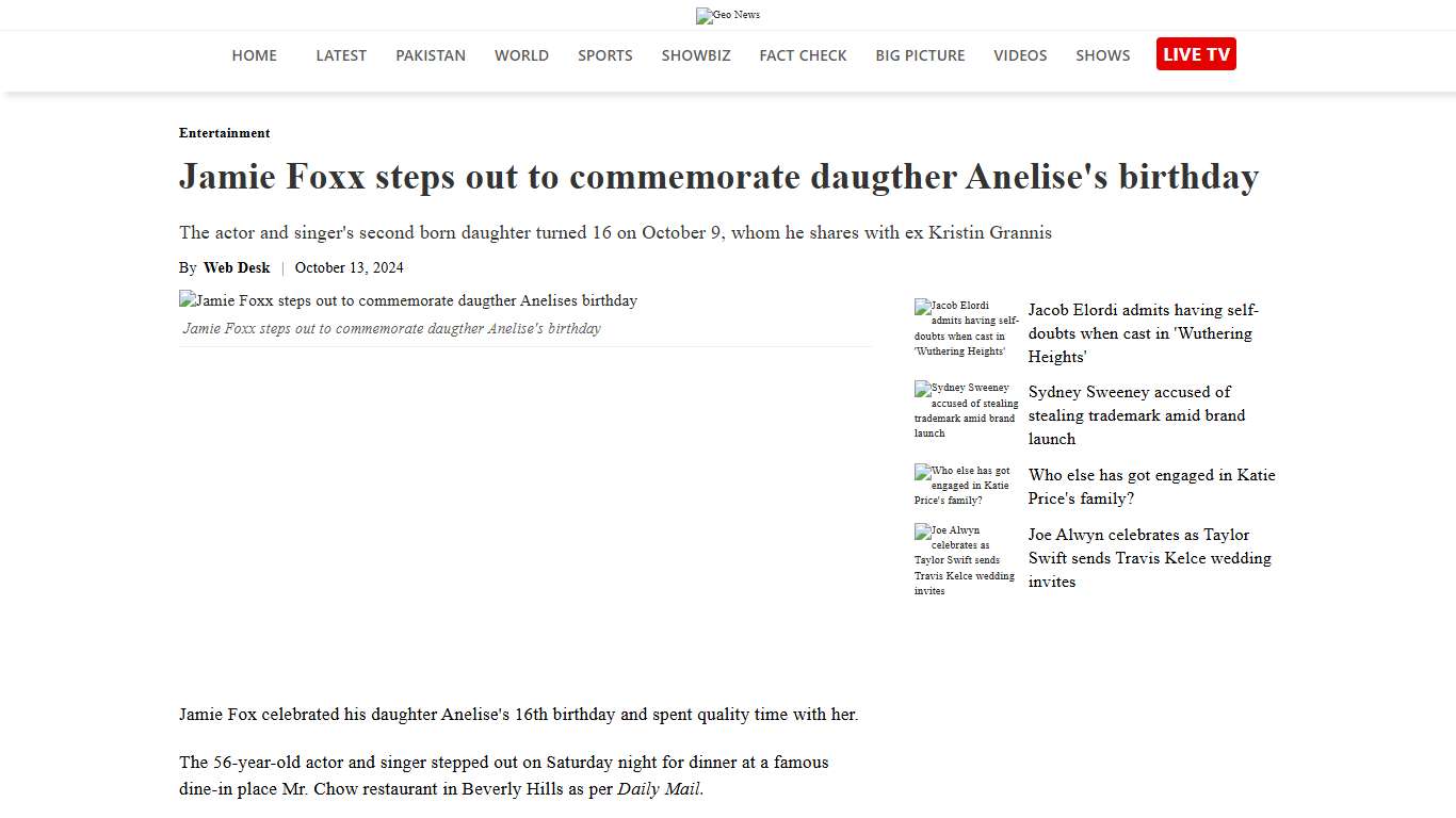 Jamie Foxx steps out to commemorate daugther Anelise's birthday