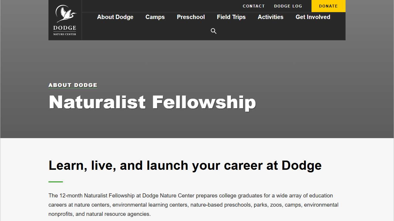 Naturalist Fellowship Dodge Nature Center