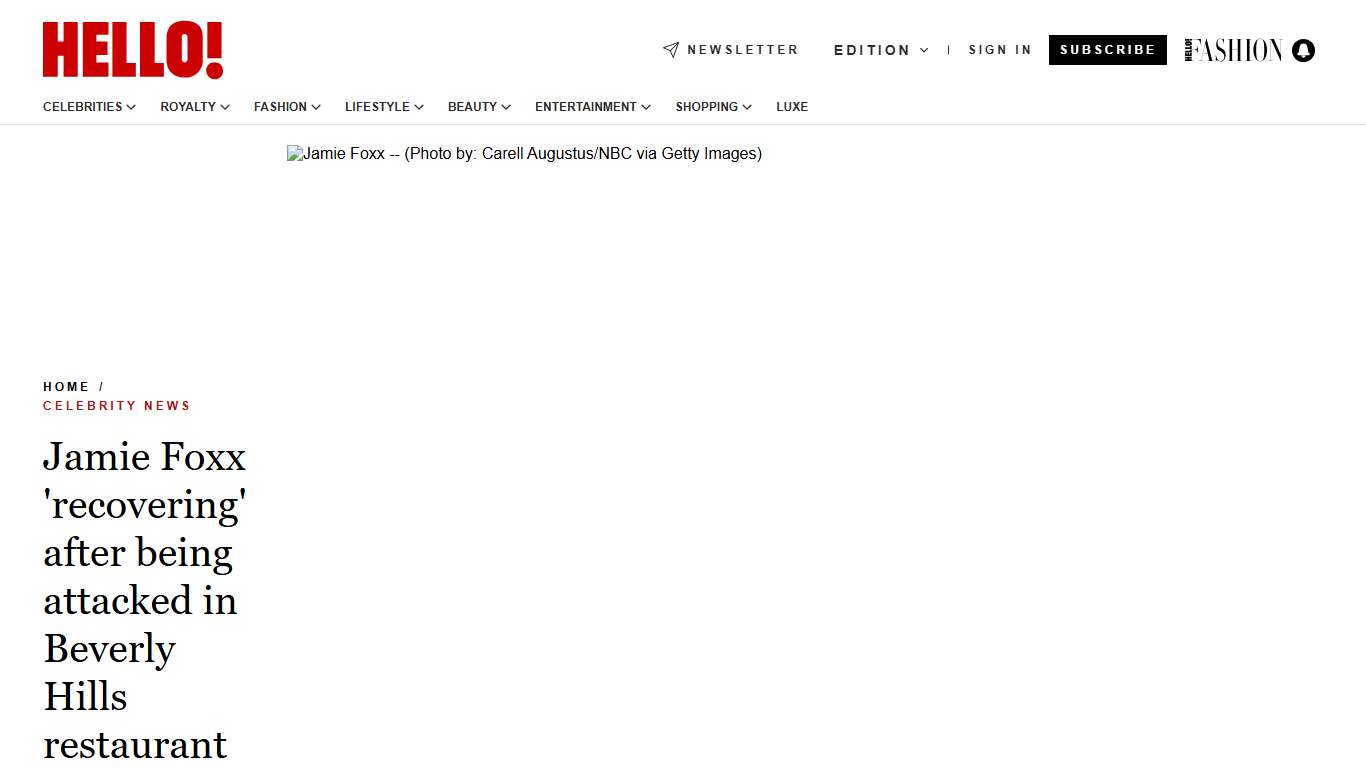 Jamie Foxx 'recovering' after being attacked during birthday dinner HELLO!